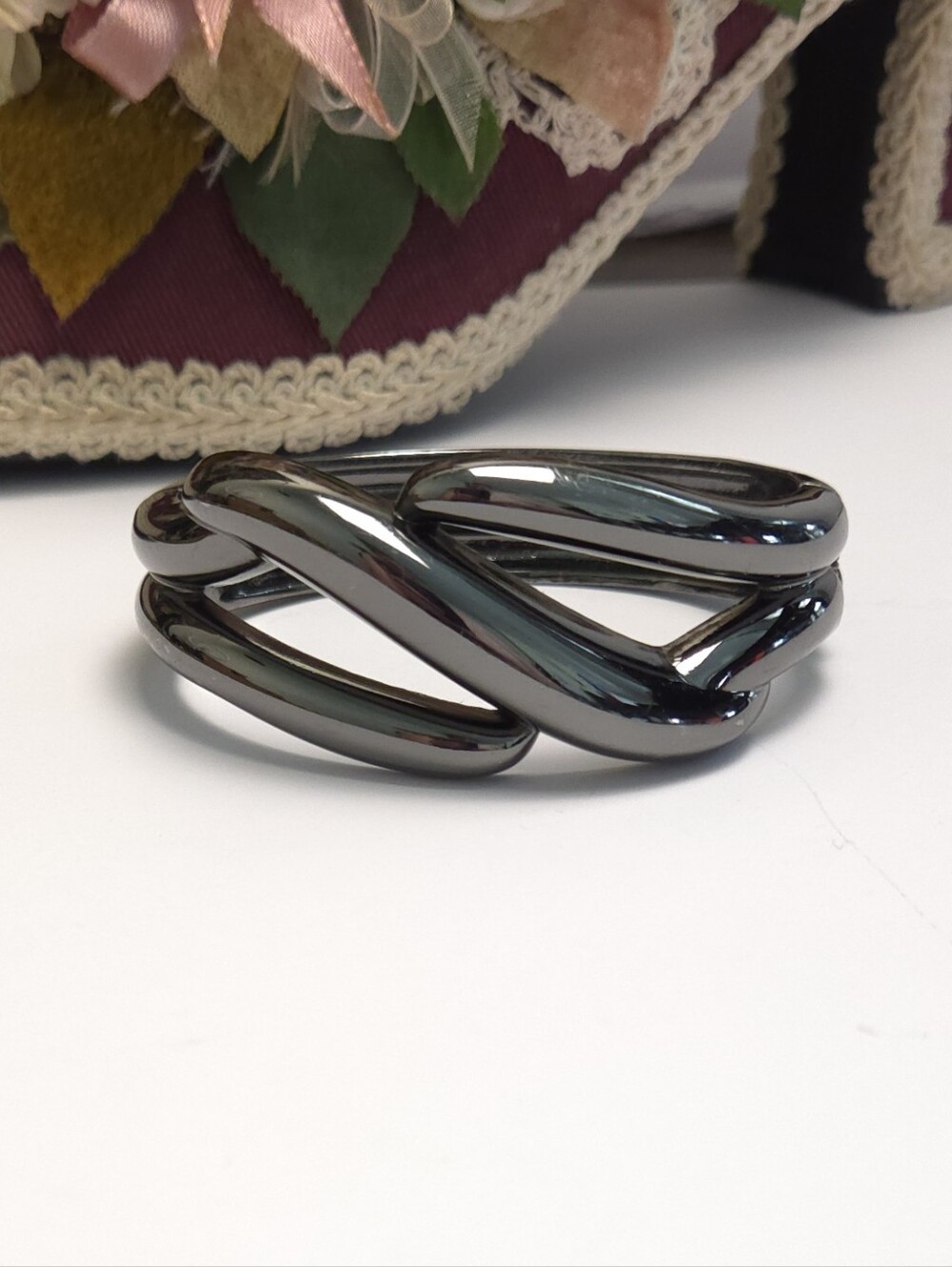 Lia Sophia Galena Gun Metal Hematite Tone Hinge Bracelet